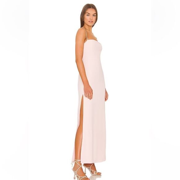 Superdown Addison Maxi Dress Blush pink chiffon slip dress slit Revolve S NWT - Picture 2 of 12